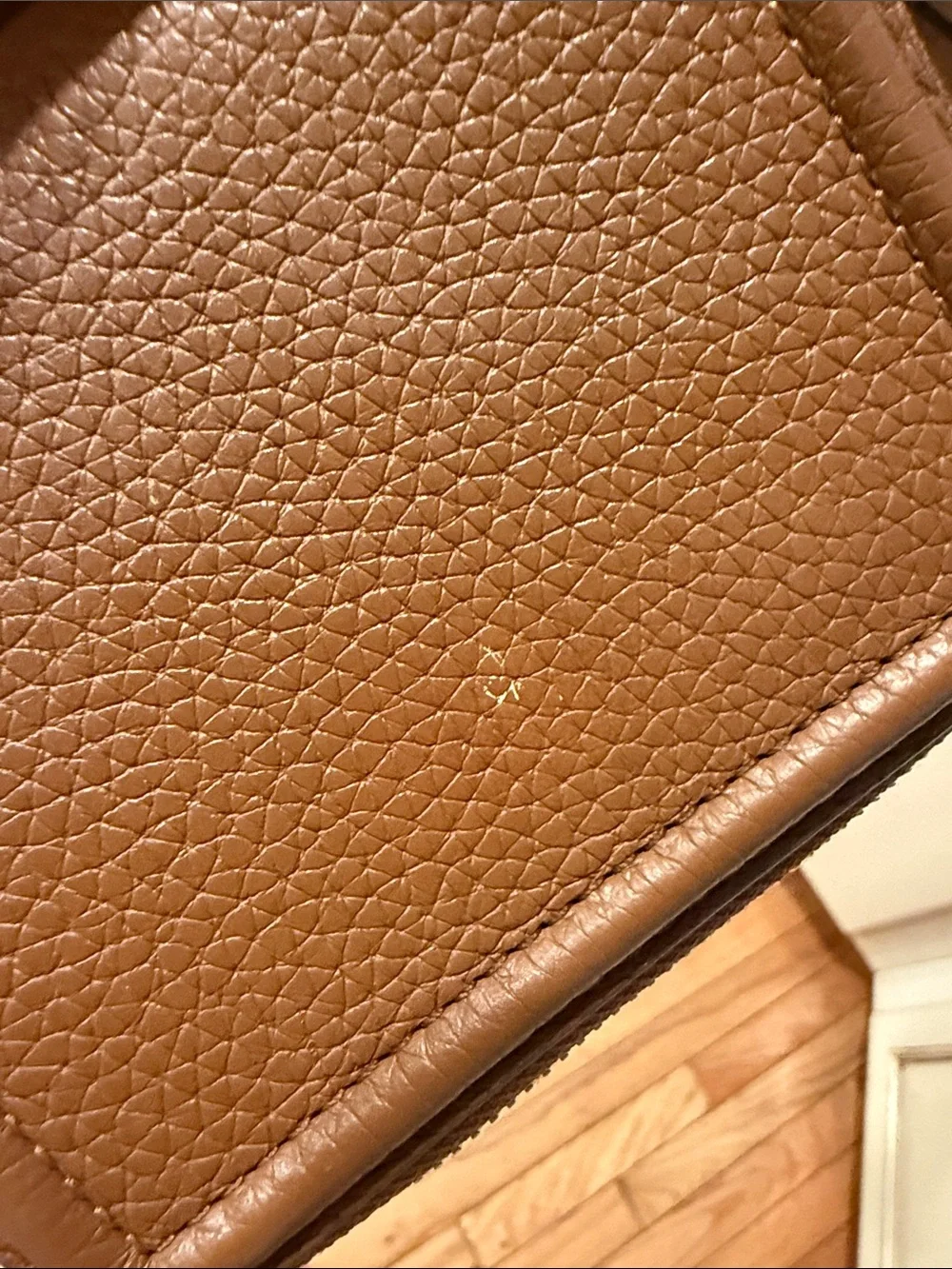 Tory Burch Thea Moose Brown Pebbled Leather Card Wallet